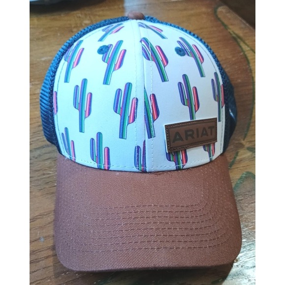 Ariat Accessories - Ariat Cactus Baseball Hat Mesh Trucker Cap Western Cowgirl Blue & Brown